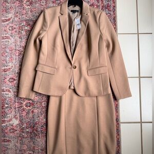 Elegant Tan Blazer and Skirt Set